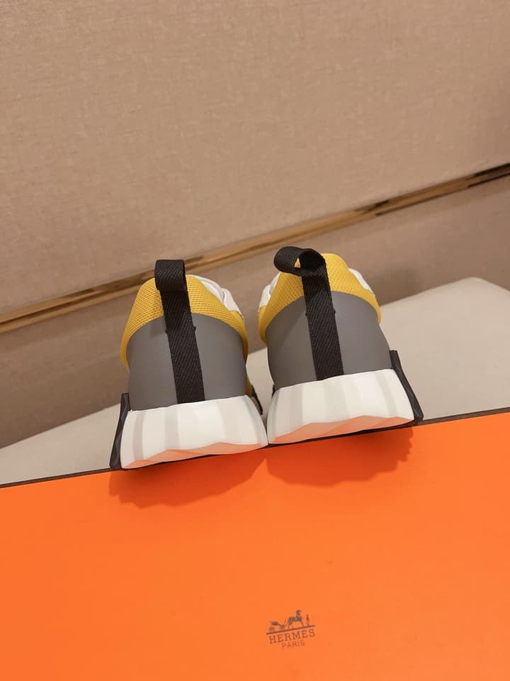 Hermès Men's Classic Driving Shoes in Charcoal With Blue Sole