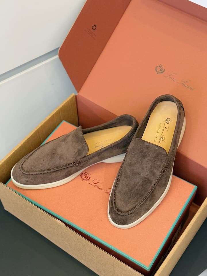 Loro Piana Italian Handmade Suede Driving Shoes in Black Suede