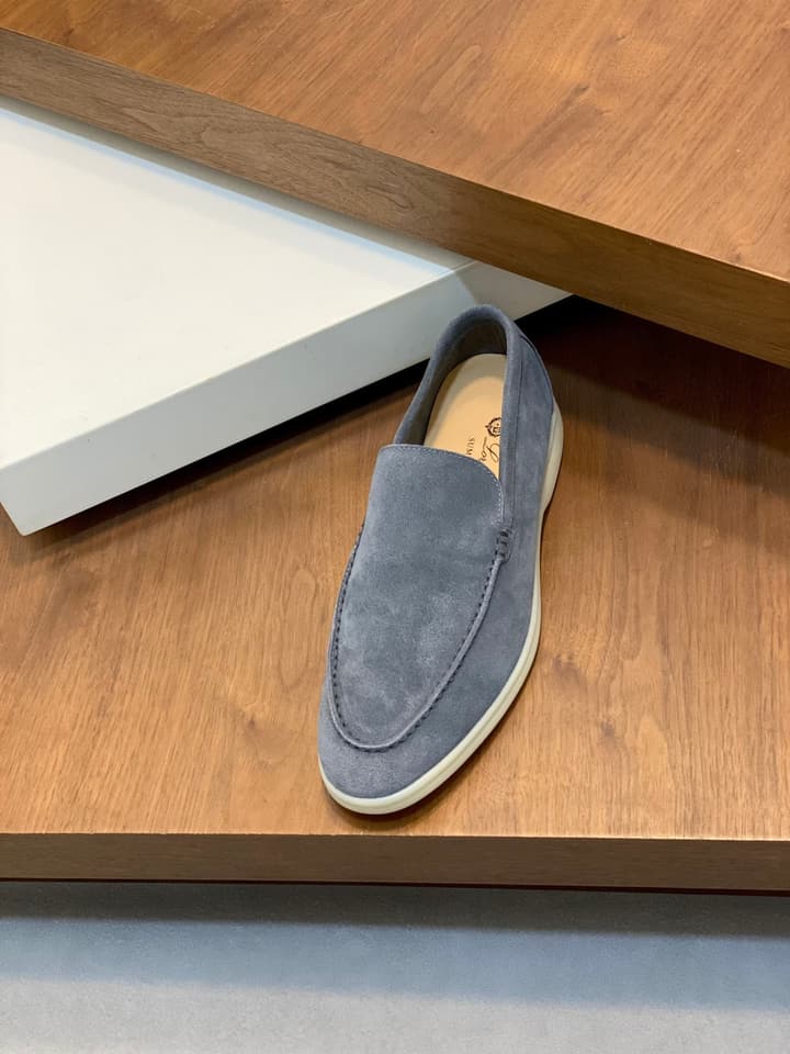 Loro Piana Suede Leather Slip-On Loafers in Black Suede
