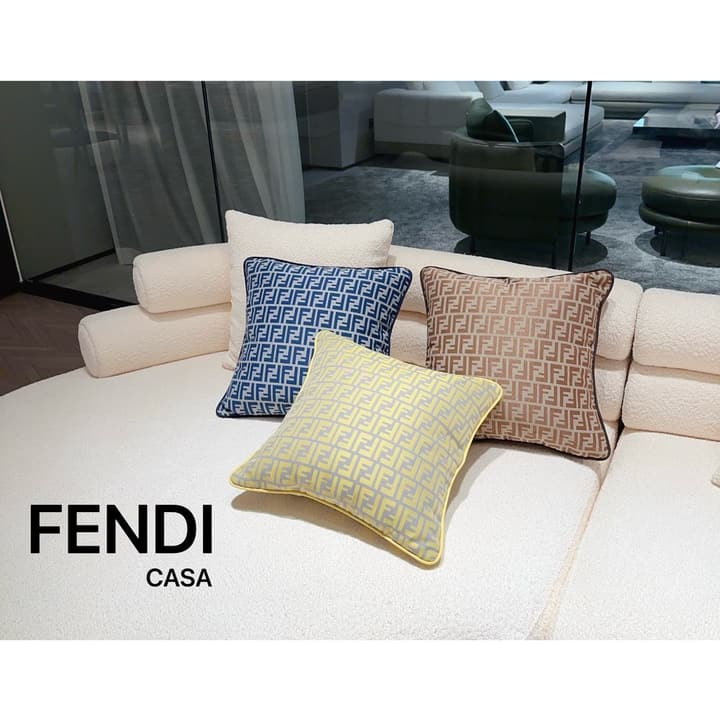 Fendi CASA Luxury Pillow in Beige And Cream Striped