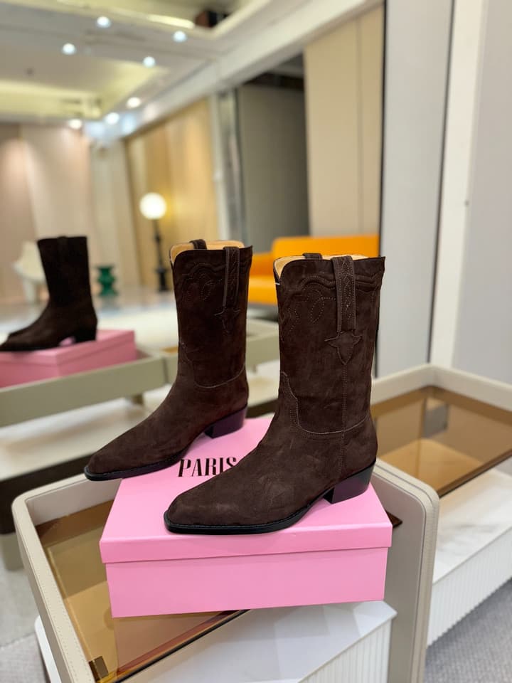 Paris Texas Western Ankle Boots in Black Suede