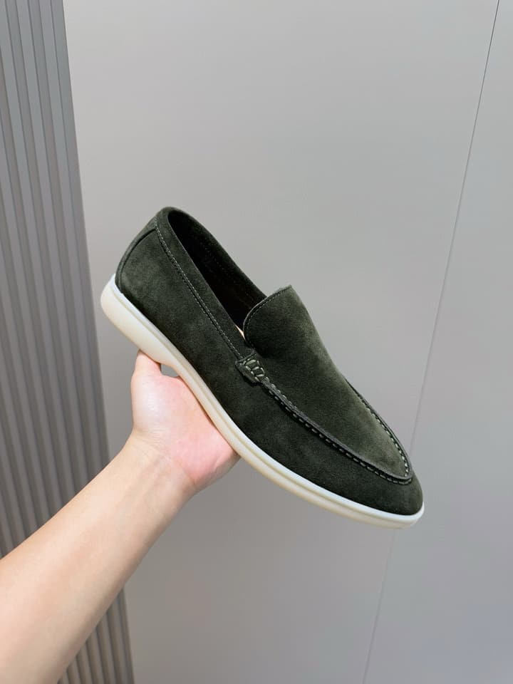 Loro Piana Italian Handmade Suede Driving Shoes in Black Suede