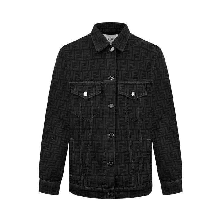 Fendi Full Print FF Denim Jacket in Black Ff Denim