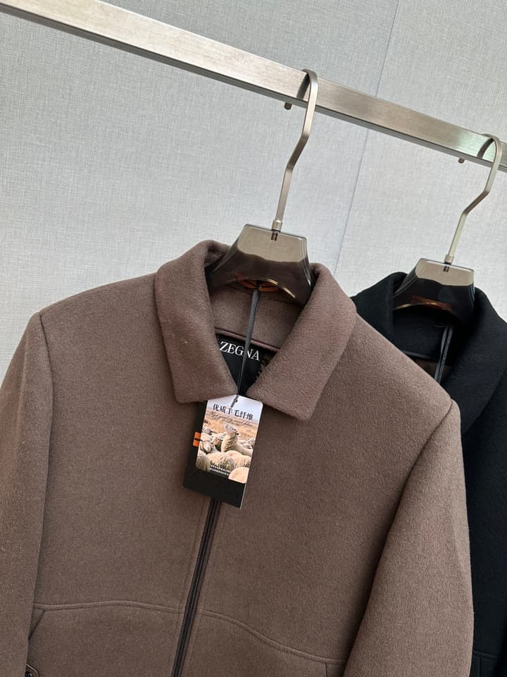 Zegna Merino Wool Detachable Liner Jacket in Brown Taupe