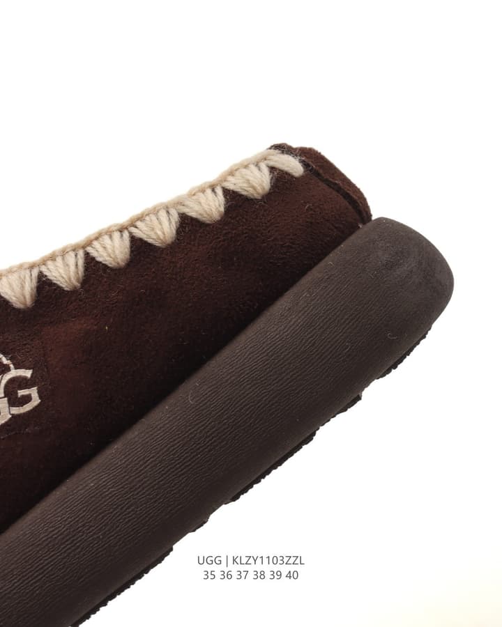 UGG Retro Color-Block Sheepskin Slippers – Autumn/Winter Collection in Brown Suede
