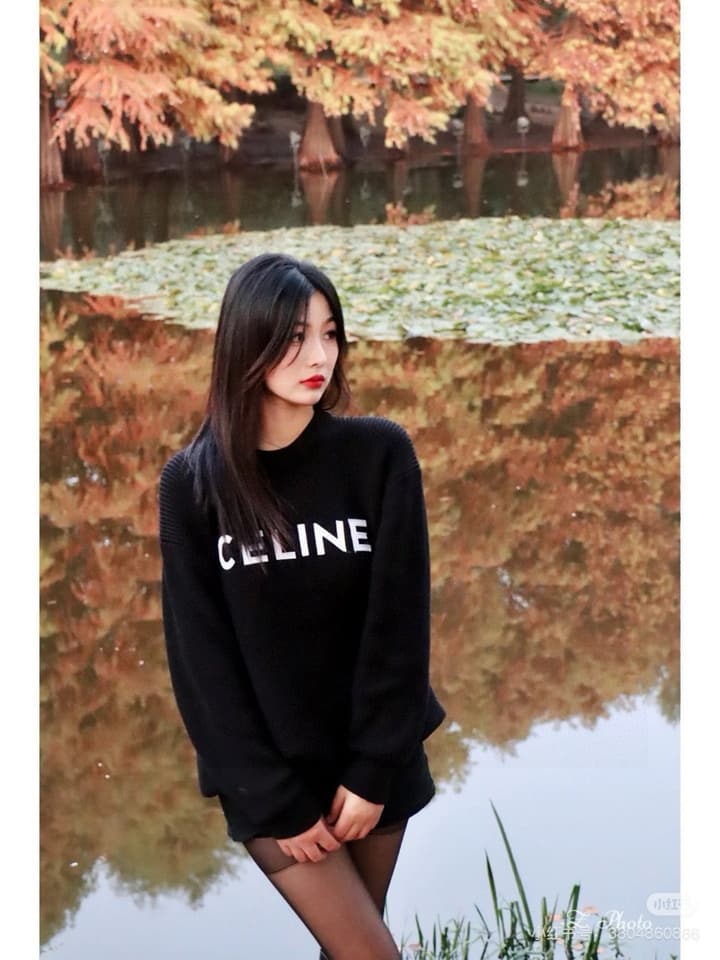 Celine Classic Embroidered Crewneck Sweater in Army Green