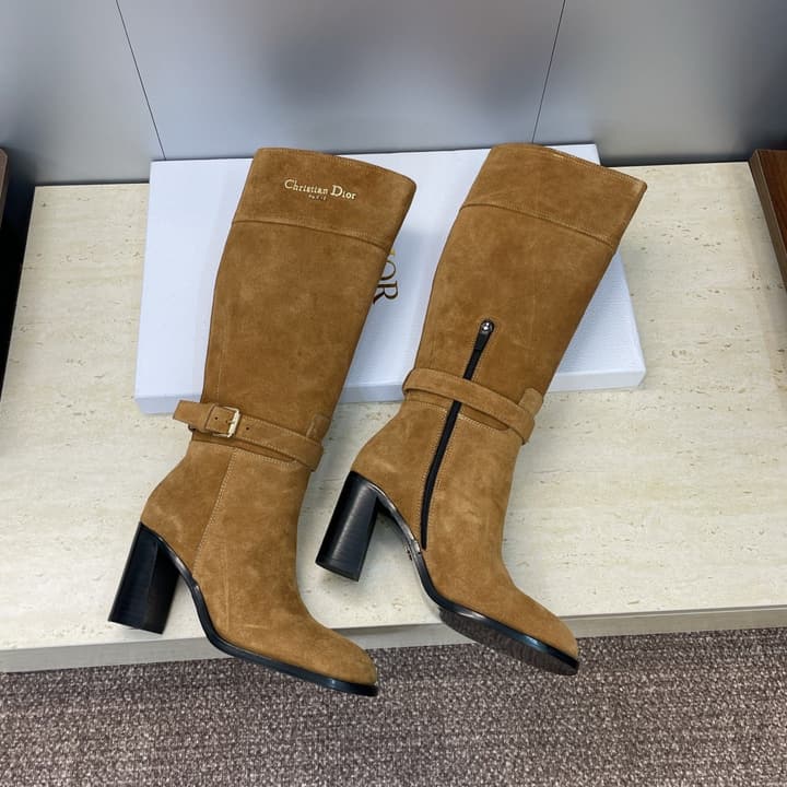 Dior D-Town Punk Chunky Heel Knight Boots – 2025FW in Black Leather