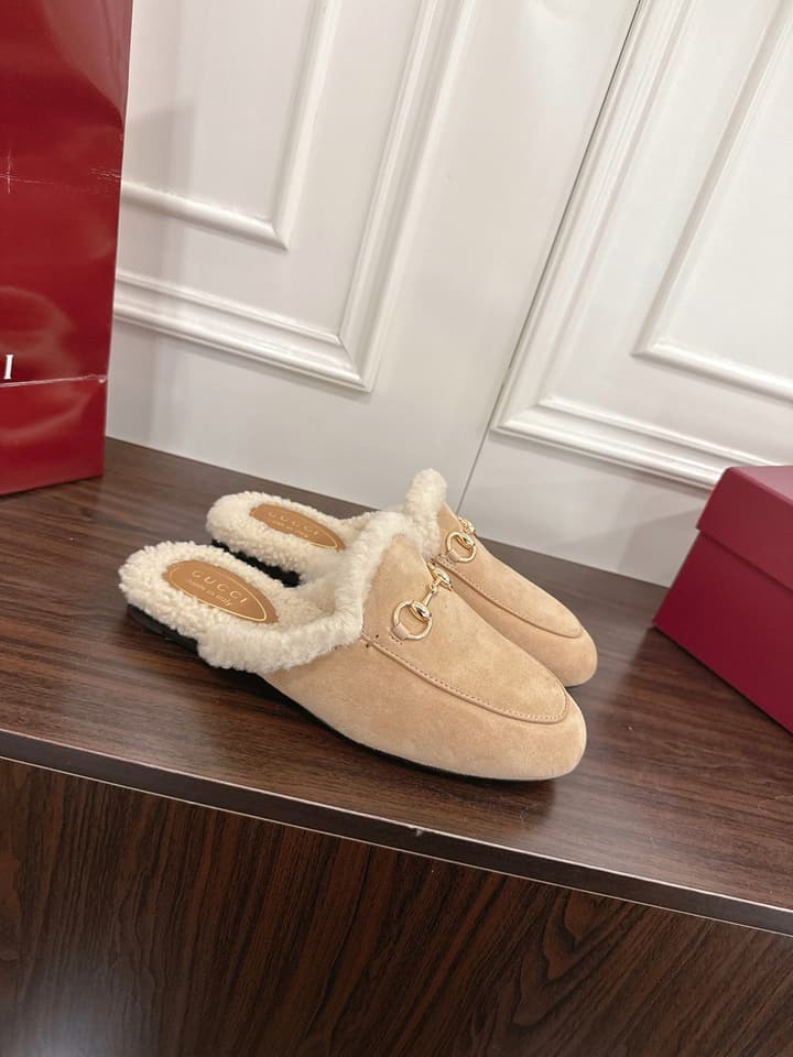 Gucci Princetown Merino Wool Mules in Black Suede With Silver Hardware