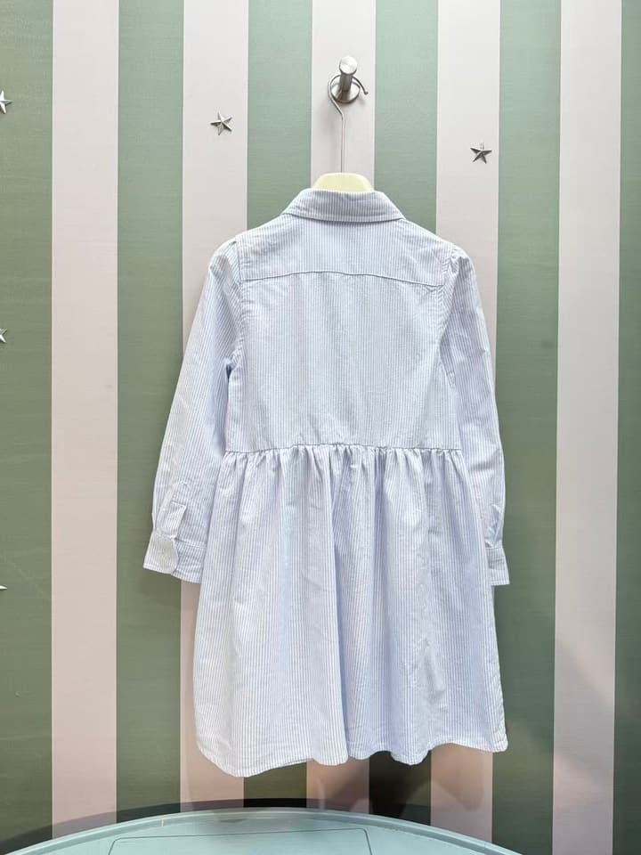 Ralph Lauren Polo Kids Embroidered Shirt Dress – 2025SS – Kids Collection in Blue Pinstripe