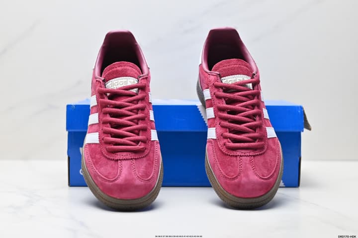 Adidas Handball Spezial Retro Suede Sneakers in Burgundy White Stripes