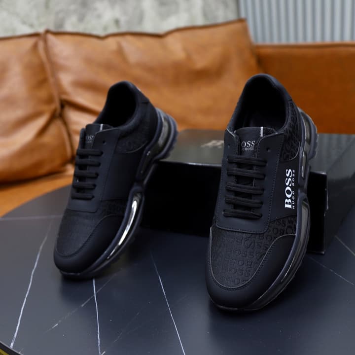 Boss Men's Knit Sport Sneakers in Grey