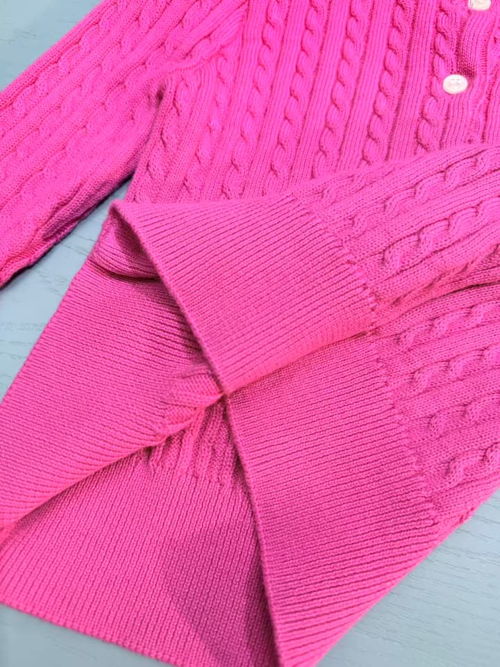 Ralph Lauren Kids Classic Striped Knit Cardigan – 2025SS in Bright Pink Cable Knit