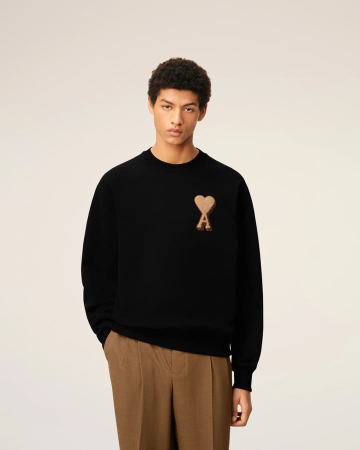 AMI Paris Terry Heart Boxy Sweatshirt – 25FW in Black Sweatshirt