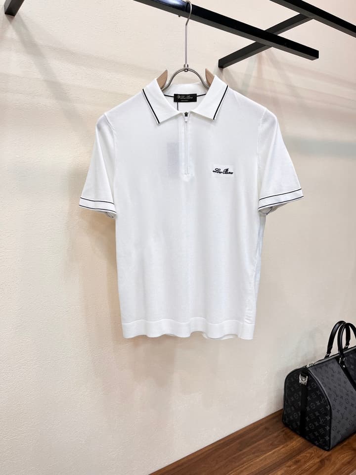 Loro Piana Minimalist Knitted Polo Shirt – 2026SS in Navy Blue