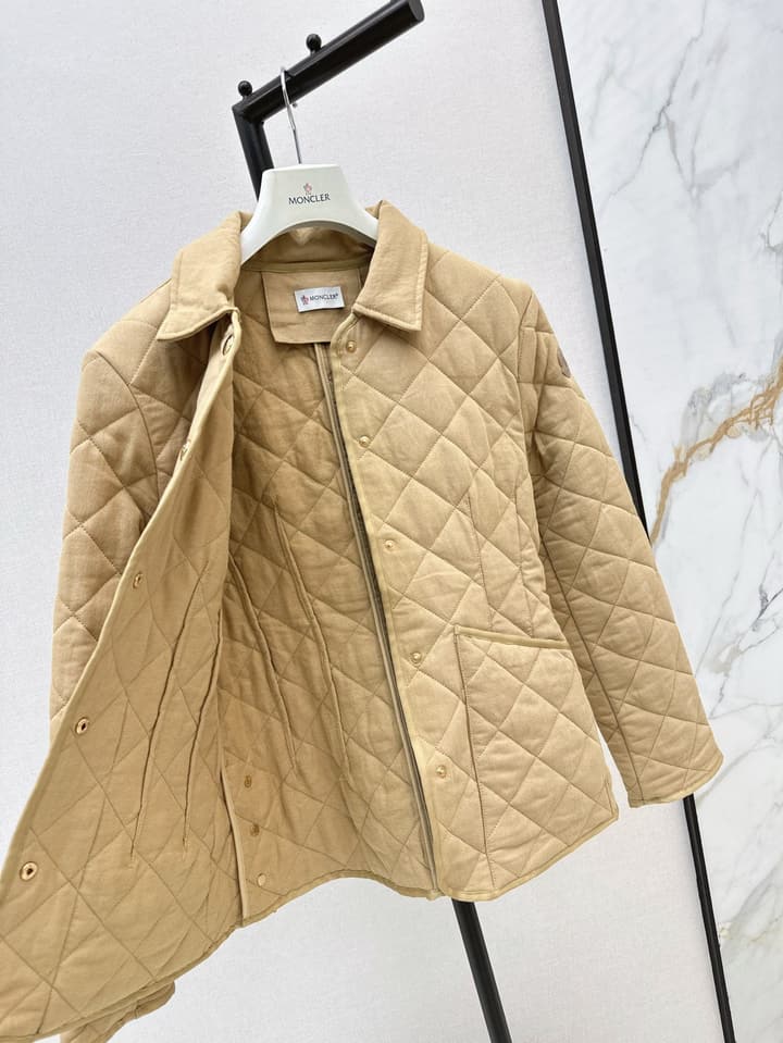 Moncler Quilted Padded Slim-Fit Jacket in Khaki