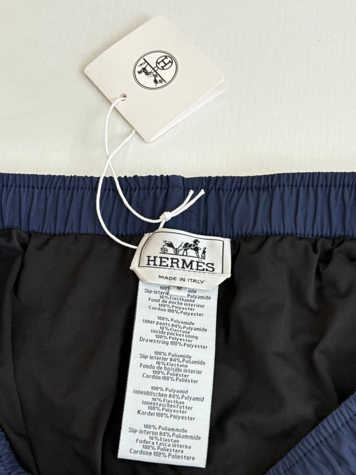 Hermès Embroidered Quick-Dry Beach Shorts in Mint Green