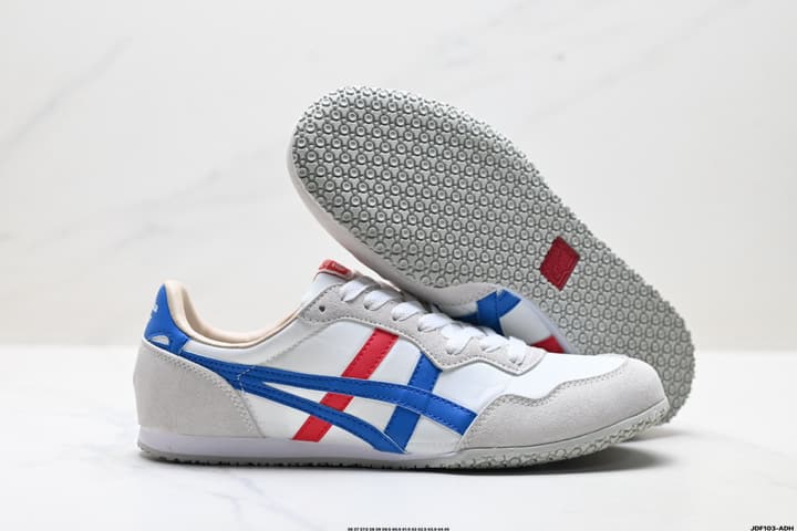 Onitsuka Tiger Serrano Nylon Retro Sneakers in Blue With White Stripes