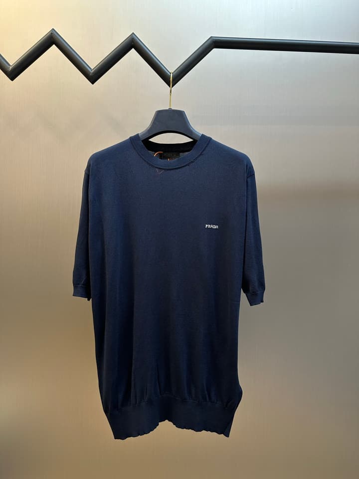 Prada Jacquard Short-Sleeve Sweater