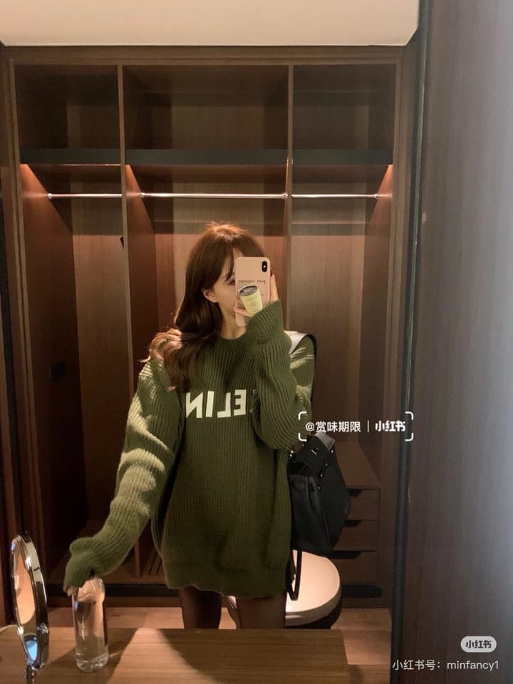 Celine Classic Embroidered Crewneck Sweater in Army Green