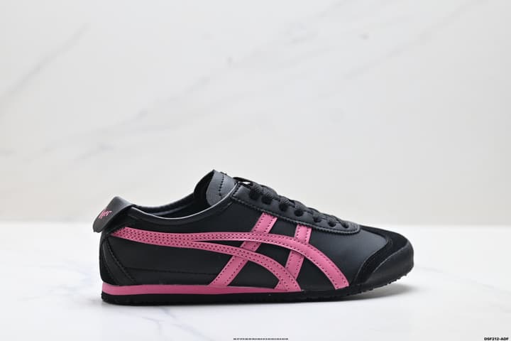 Onitsuka Tiger Mexico 66 NIPPON MADE Sneakers in Black With Pink Stripes