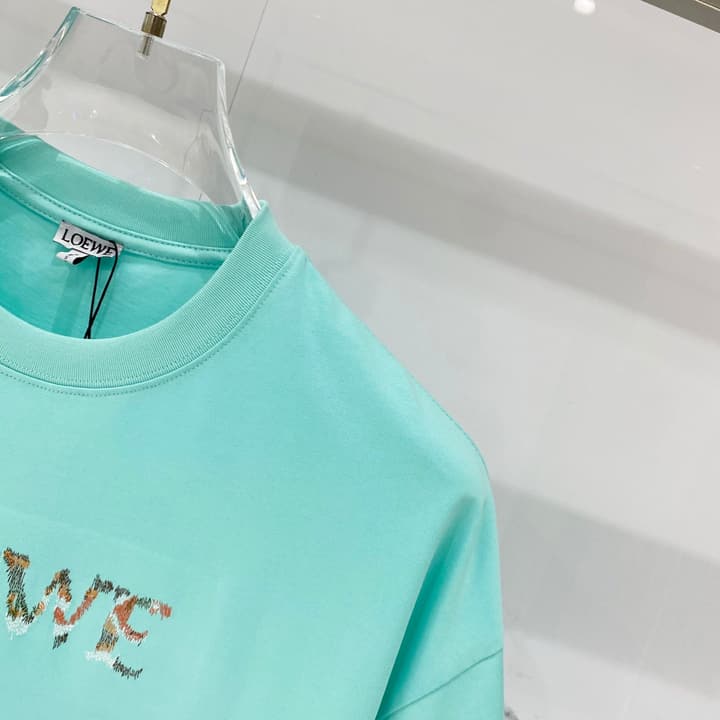 Loewe Rainbow Logo Embroidered Cotton T-Shirt in Classic Black