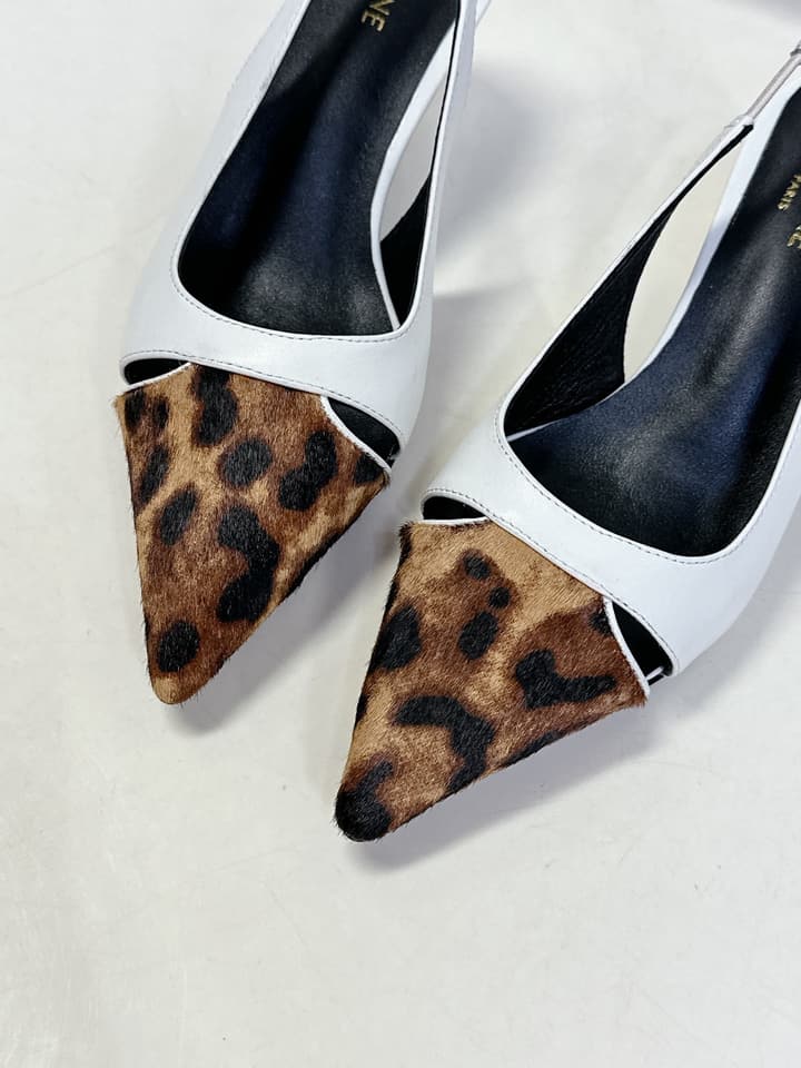 Celine Triomphe Calfskin Heels – Spring/Summer Collection in Dark Leopard Print