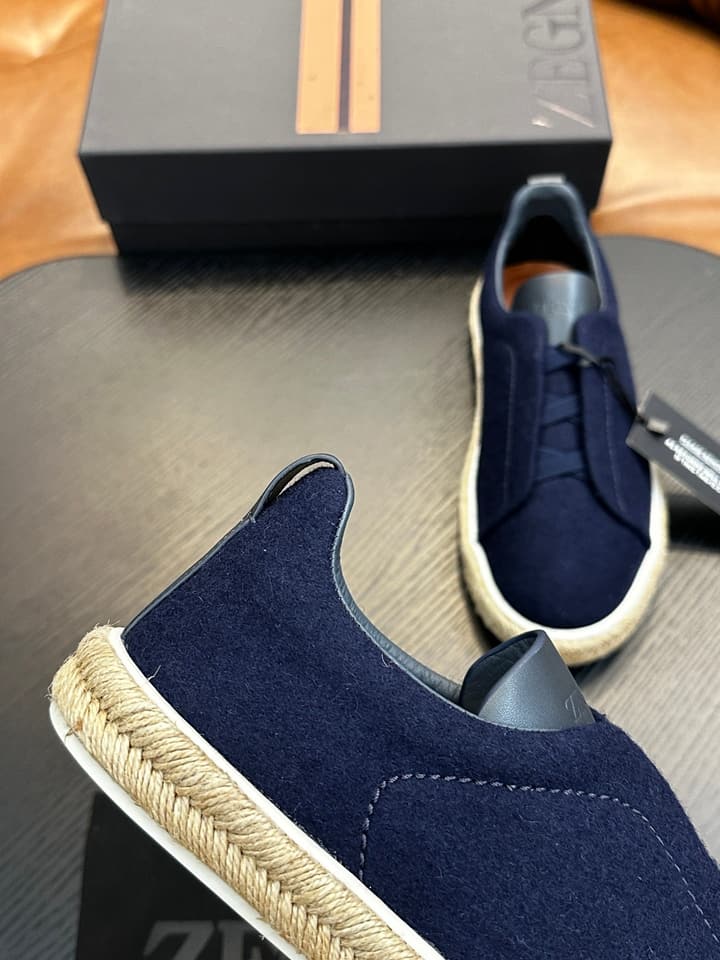 Zegna Triple Stitch Low-Top Sneakers in Dark Charcoal