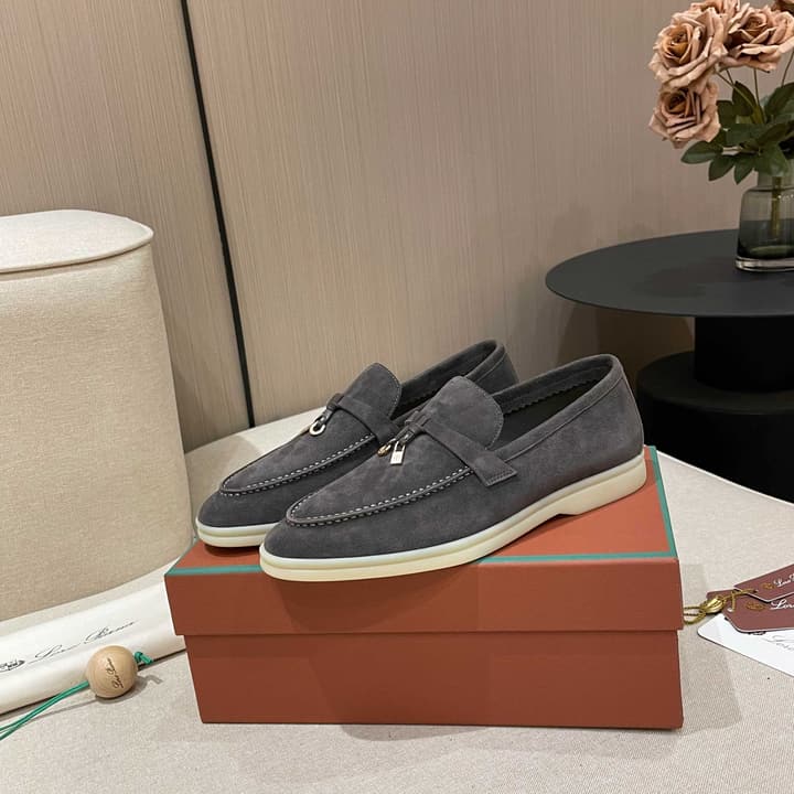 Loro Piana Summer Charms Walk Moccasin Loafers in Bright Orange Leather