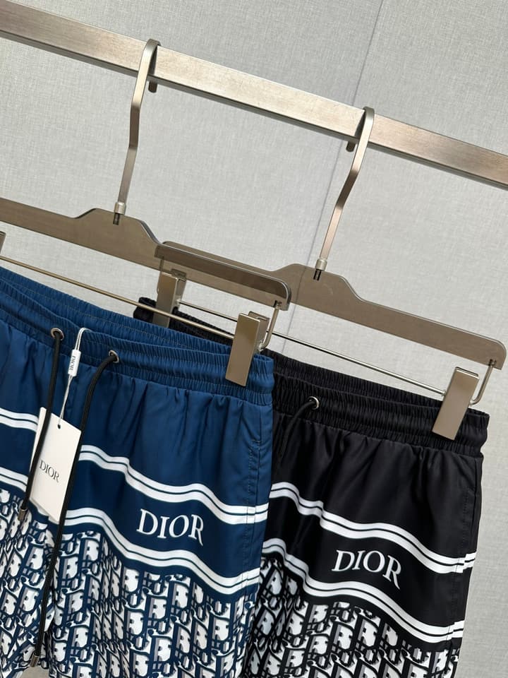Dior Men's Casual Beach Shorts – 2025SS Collection in Black Dior Band Monogram