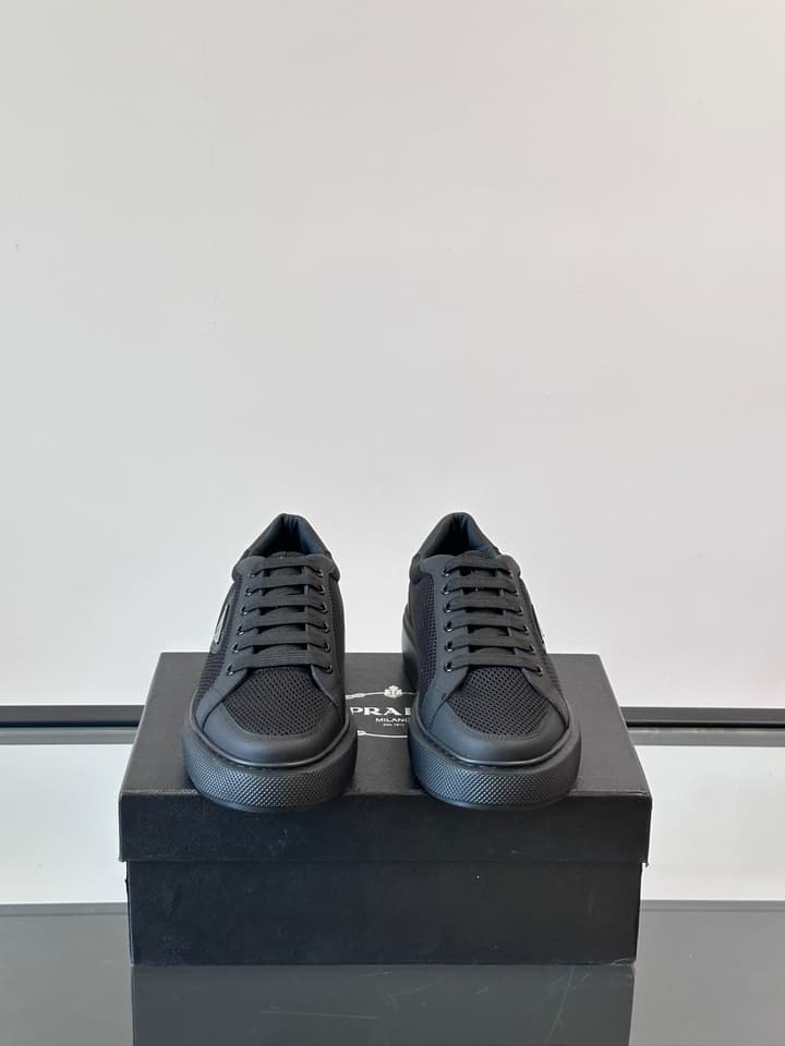 Prada Transparent Rubber-Sole Leather Sneakers