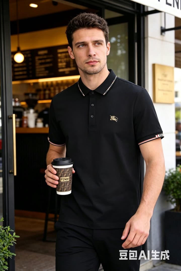 Burberry Embroidered Logo Piqué Cotton Polo Shirt – 2026SS in Dark Grey