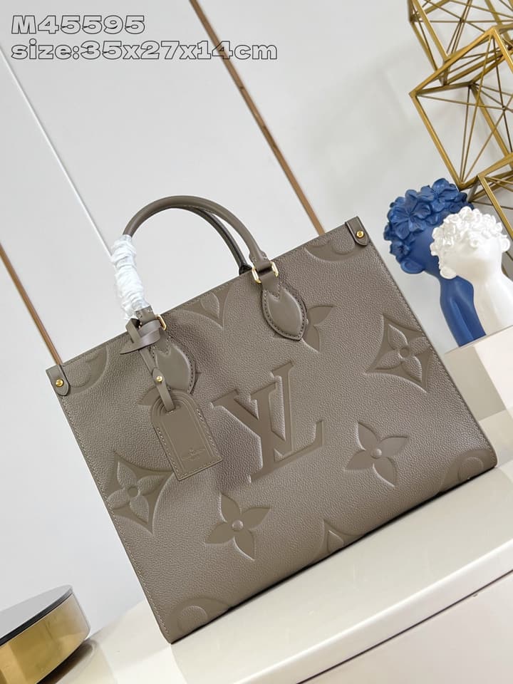 Louis Vuitton OnTheGo Medium Monogram Empreinte Tote in Taupe Monogram Empreinte