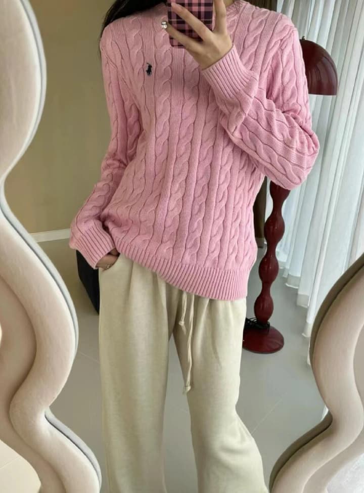 Ralph Lauren Cable Knit Loose Fit Sweater in Bright Green