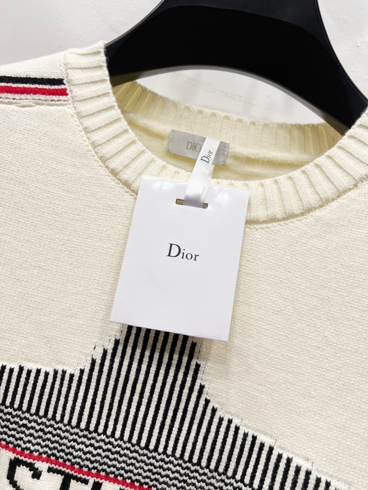 Dior x Peter Doig Ski Series Sailor Collar Knit Sweater – 23FW in Grey