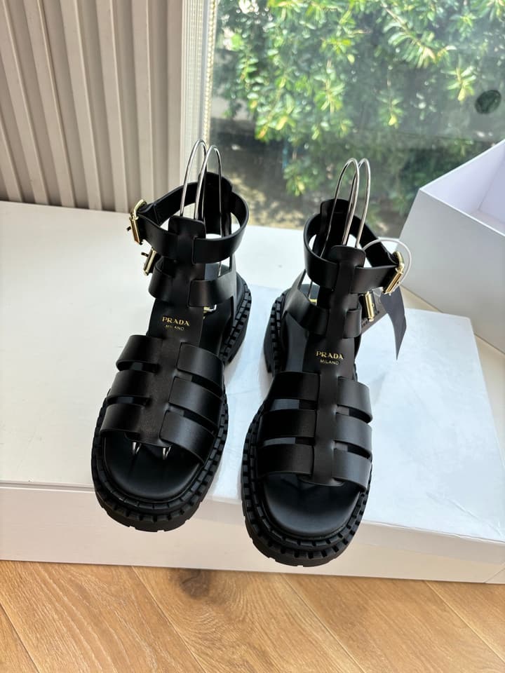 Prada 2025 Spring/Summer Cage Sandals in Black