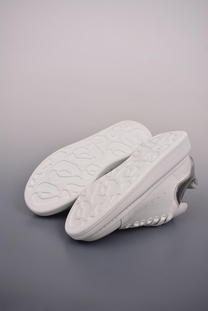 Alexander McQueen Oversized Low-Top Platform Sneakers in White With Dark Heel Tab