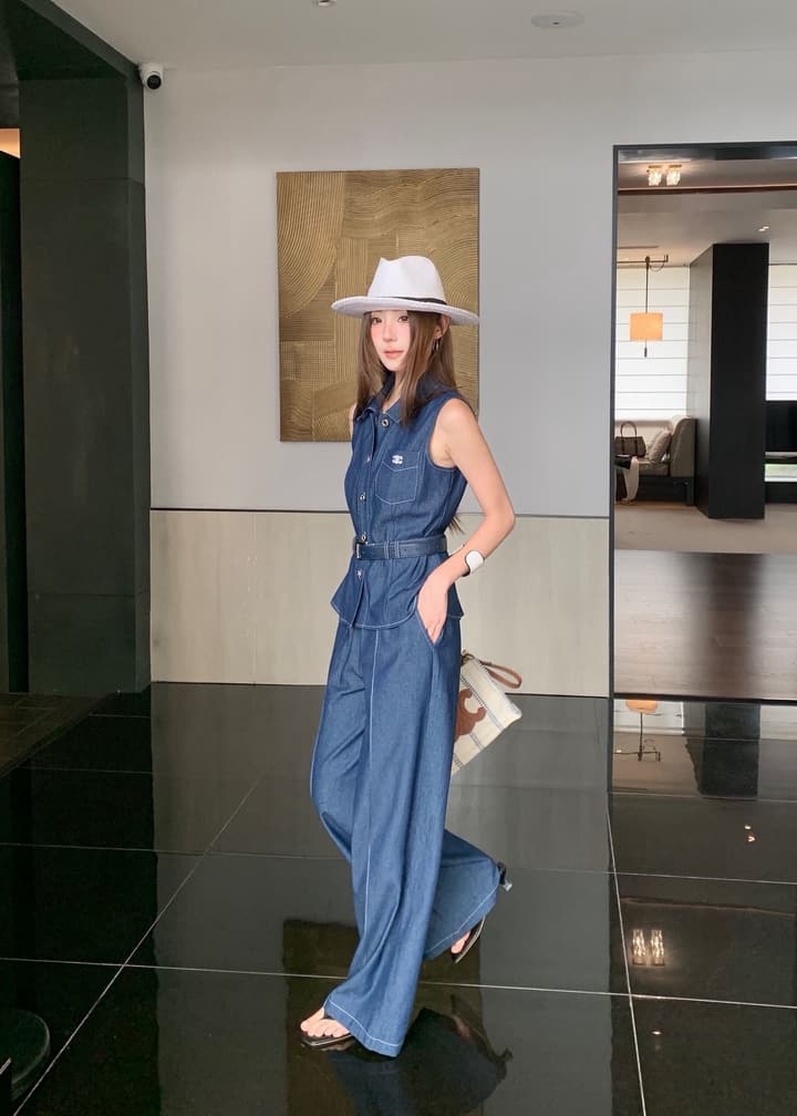Celine Denim Matching Set in Royal Blue