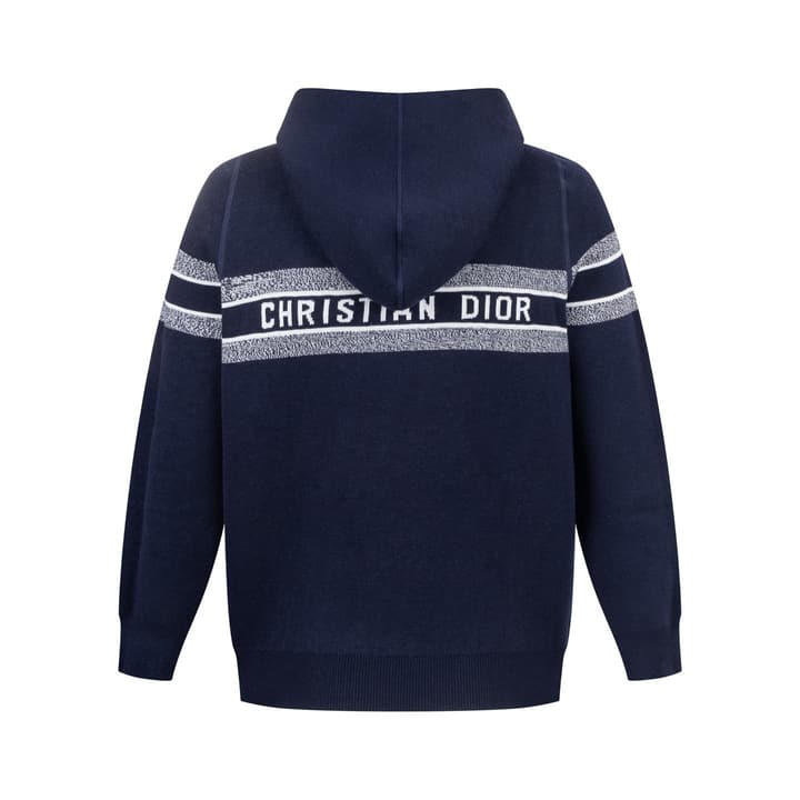 Dior Reversible Jacquard Cashmere Hooded Cardigan – 20SS in Blue