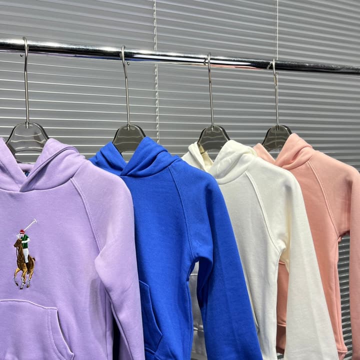 Ralph Lauren Embroidered Pony Terry Hooded Sweatshirt – Kids Collection in Bright Blue
