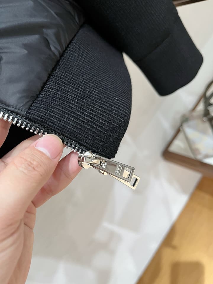 Prada Spliced Knit Down Jacket – FW2024 in Black Knit Down Jacket
