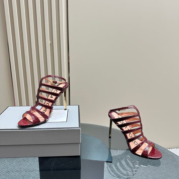Tom Ford Metallic Slingback Mesh Heels – 2024 Runway Collection in Beige