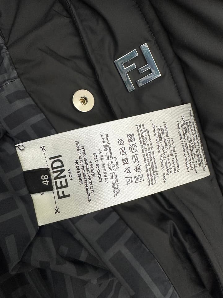 Fendi Black Collar Padded Jacket in Black Padded Jacket