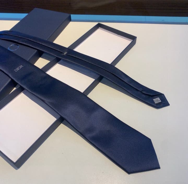Dior Men's Logo Jacquard Tie in Deep Navy