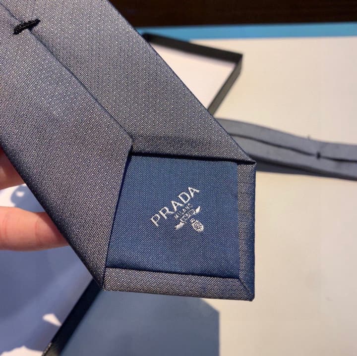 Prada Men's Logo Jacquard Tie in Gray