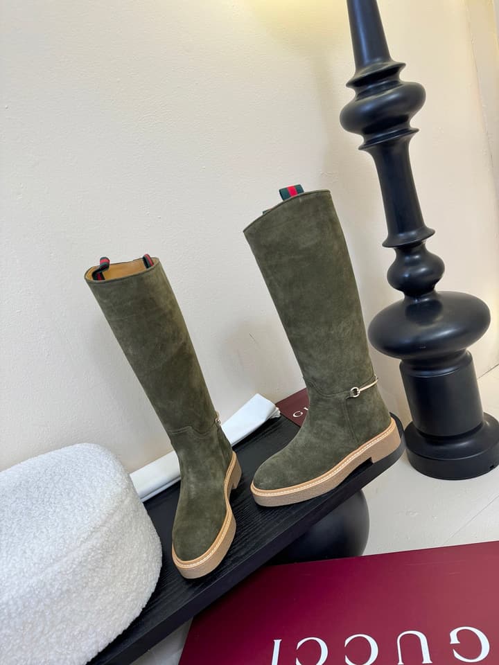 Gucci Runway Velvet Boots in Black Suede