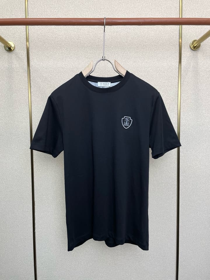 Brunello Cucinelli Men's Casual Short-Sleeve T-Shirt – 2025SS in Black Shield