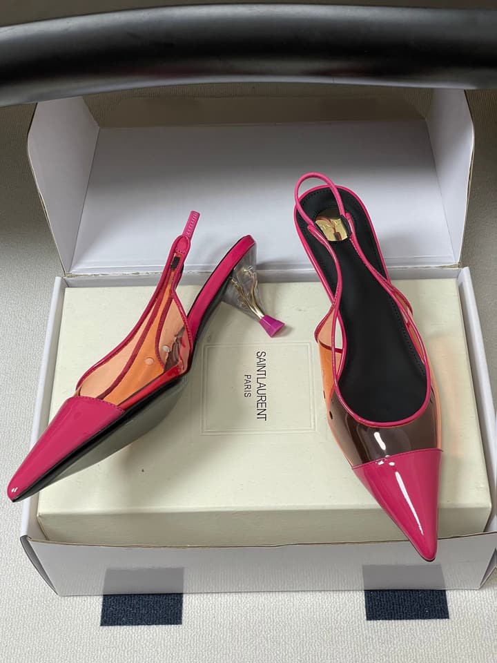 Saint Laurent Pointed PVC Slingback Sandals – 26SS in Beige