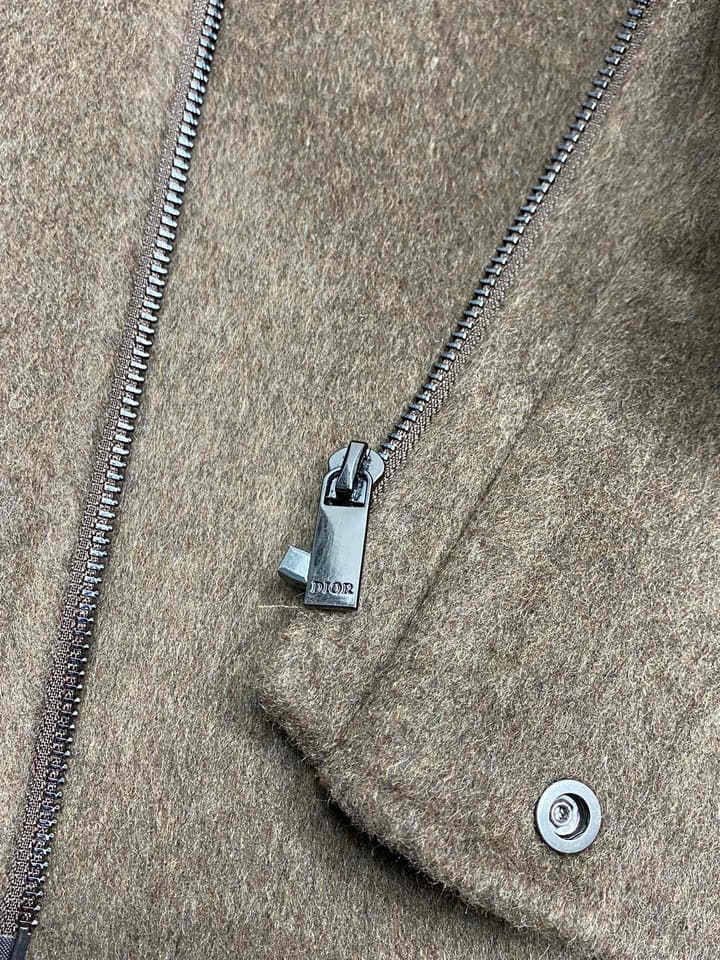 Dior Men's Classic Lambswool Short Coat in Camel Brown