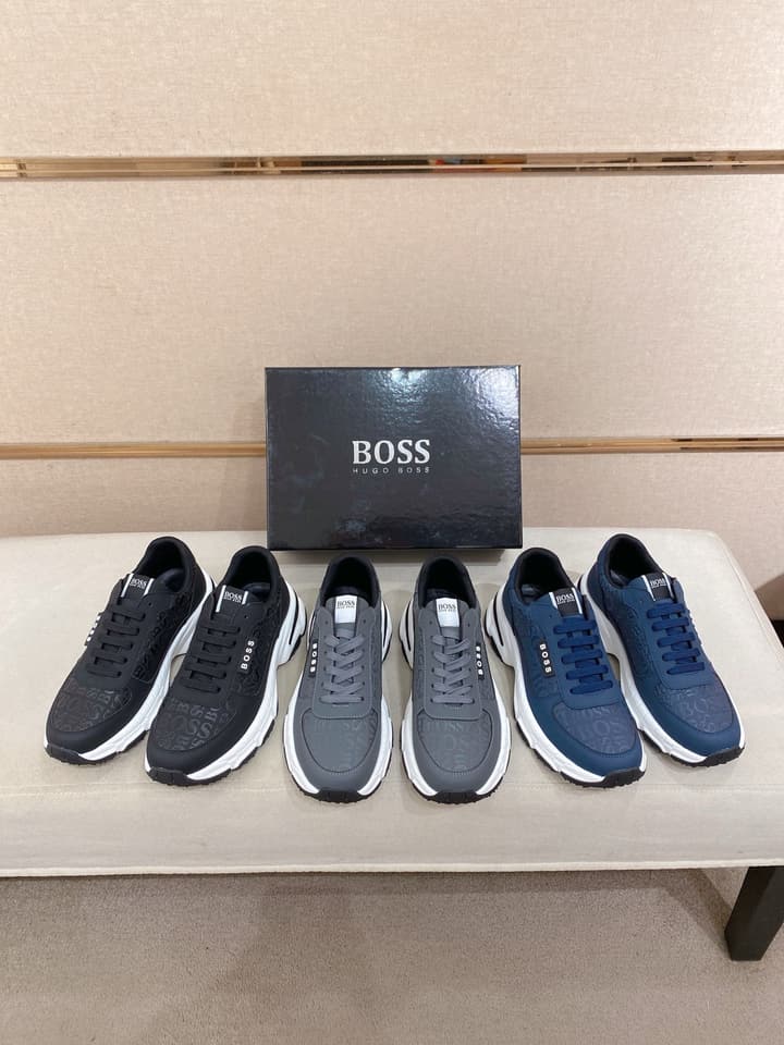 Boss Men's Casual Leather Sneakers in Blue