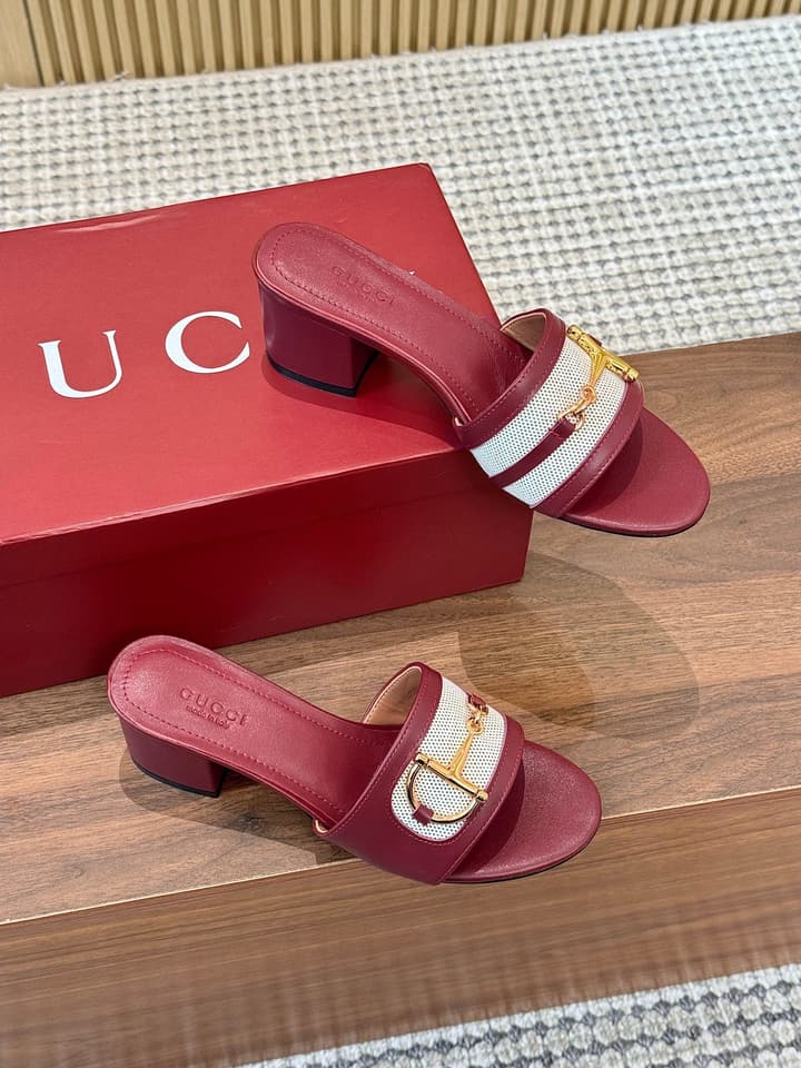 Gucci D-Horsebit Mule Sandals in Brown Gg Canvas